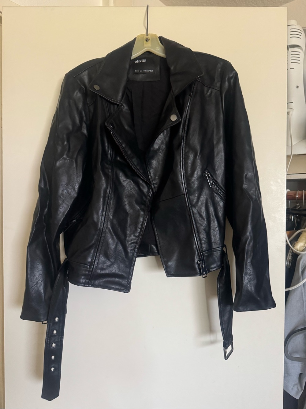 Elodie Black Faux Leather Asymmetrical Moto Jacket